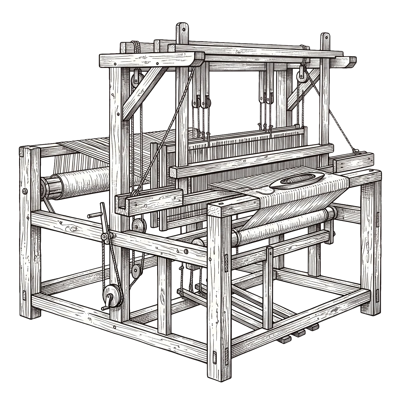 A hand loom — the frame the work is woven on, and one you keep re-threading